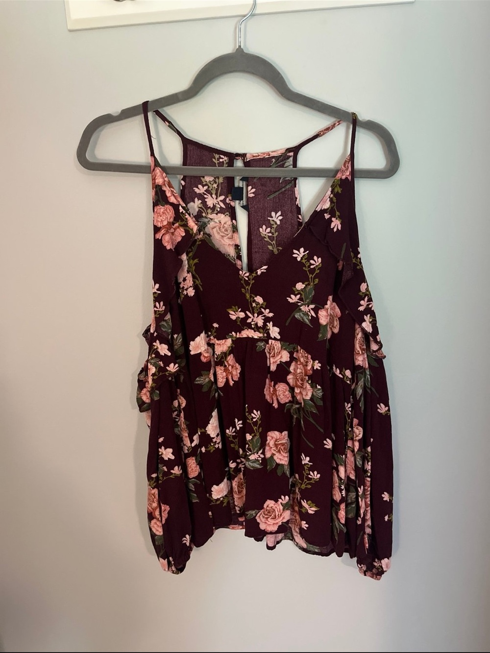 American Eagle Outfitters Burgundy Floral blouse